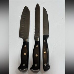 Sabatier EST. 1810 Chefs  Black Handle Stainless Blades X3